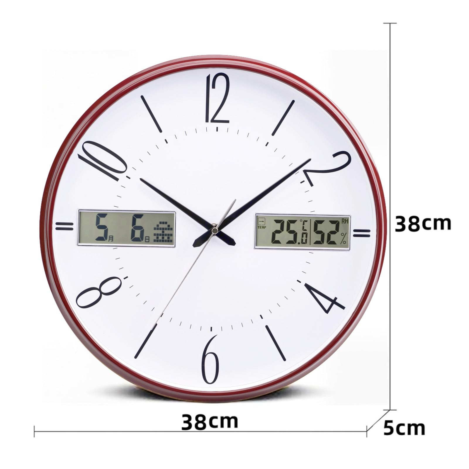 Amazon.co.jp: 掛け時計 電波時計 直径38cm 静音設計 連続秒針 日付